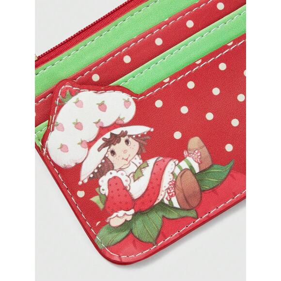 Strawberry Shortcake Polka Dot Cardholder Zip Coin Pouch w/ Cute Zipper Pull - Picture 3 of 4